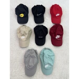 Nike Hat Bundle Lot Of 8 Caps Adjustable Swoosh Logo Assorted Colors Heritage 86